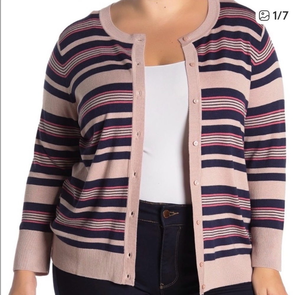 Halogen Pink and Navy Striped Cardigan
